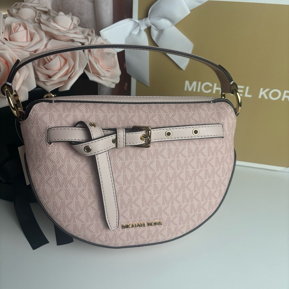 Michael Kors Blush Emilia Medium Logo Shoulder Bag in Box